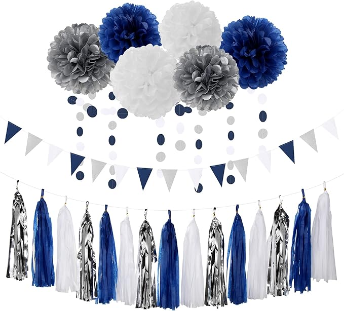 Blue Tissue Pom Poms