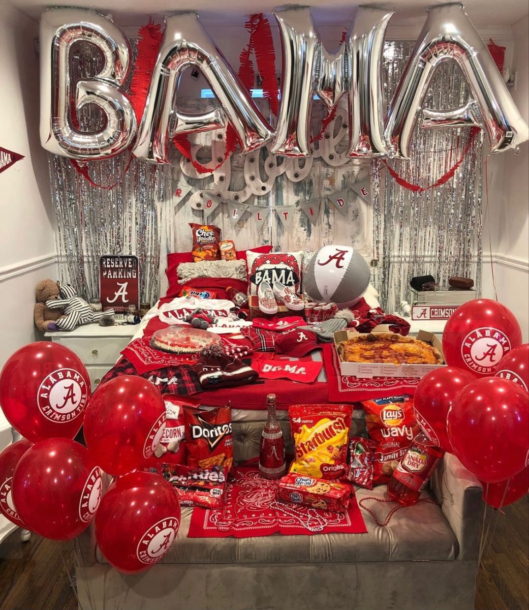 Alabama bed party celebration setup
