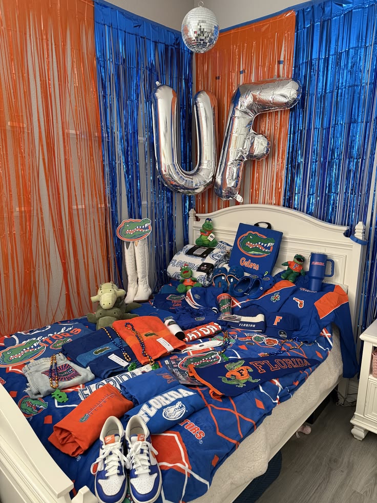 University of Florida bed party with decorations