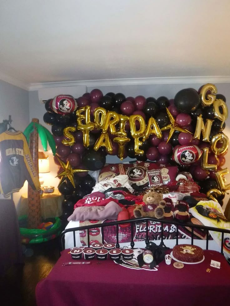 FSU Seminoles bed party garnet and gold setup