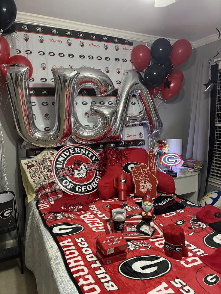 Georgia Bulldogs bed party merchandise display