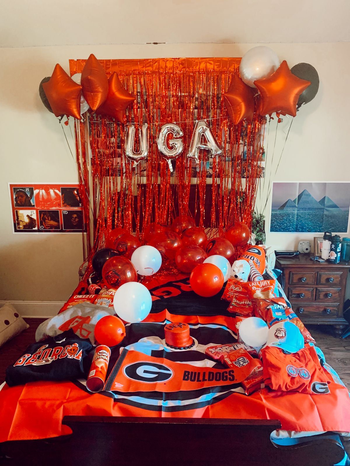 UGA Bulldogs bed party setup