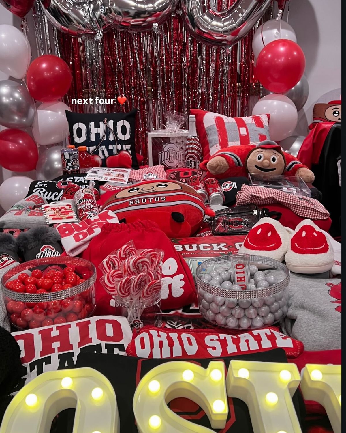 Ohio State Buckeyes bed party setup