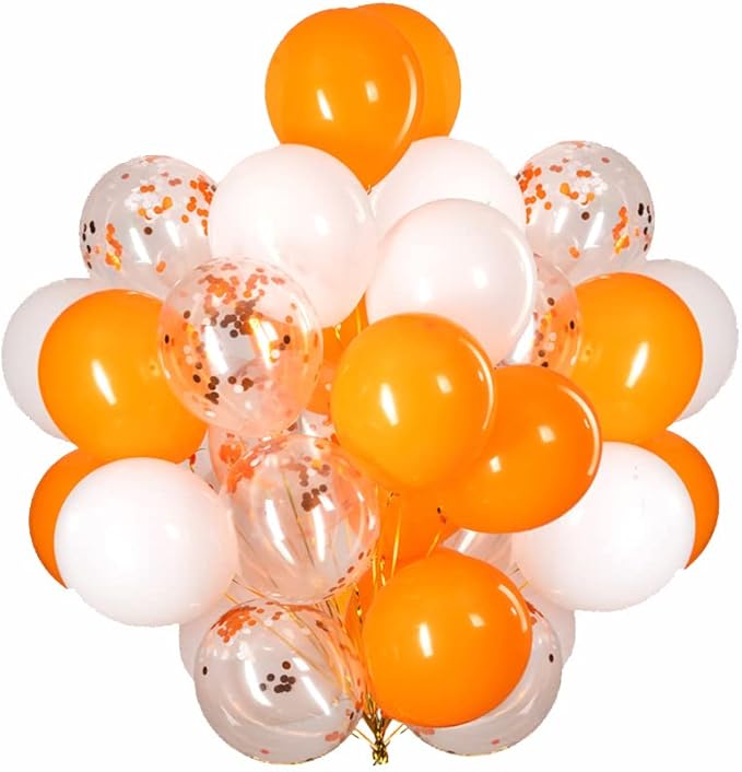 Orange and White Balloon Set