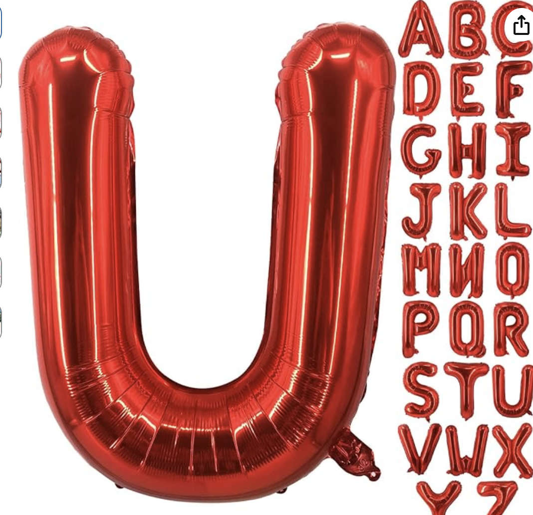 Red Letter U Balloon (40 inch)