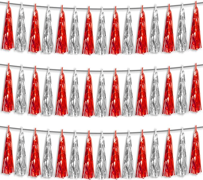 Red & Silver Tassel Banner