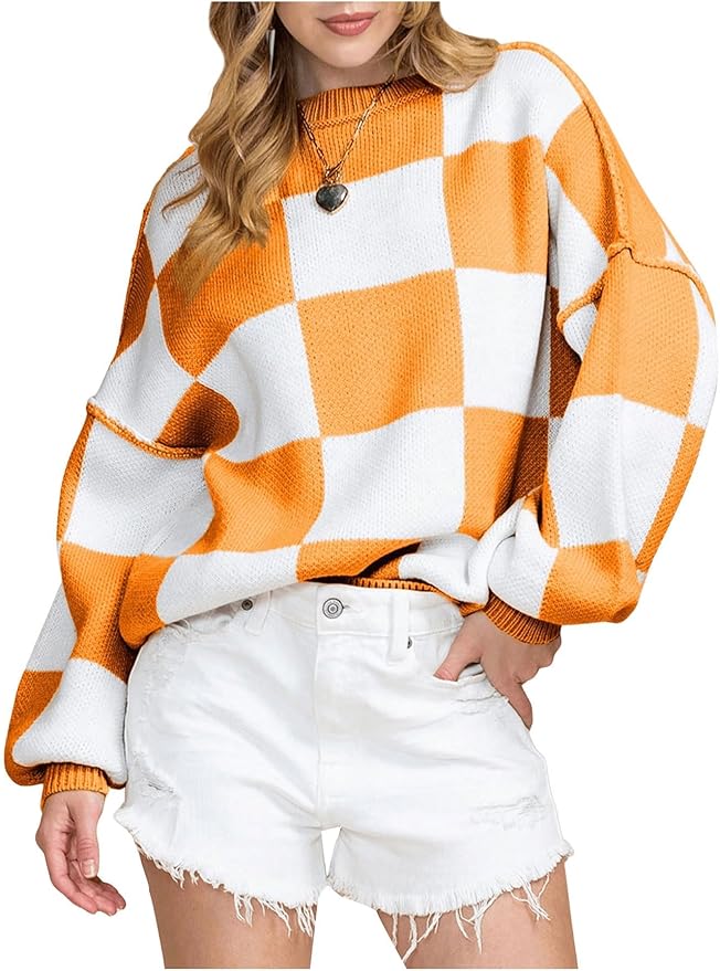 SOLY HUX Women's Checkered Sweater
